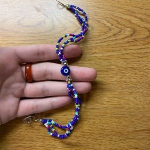 multi colored evil eye anklet